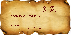 Komenda Patrik névjegykártya